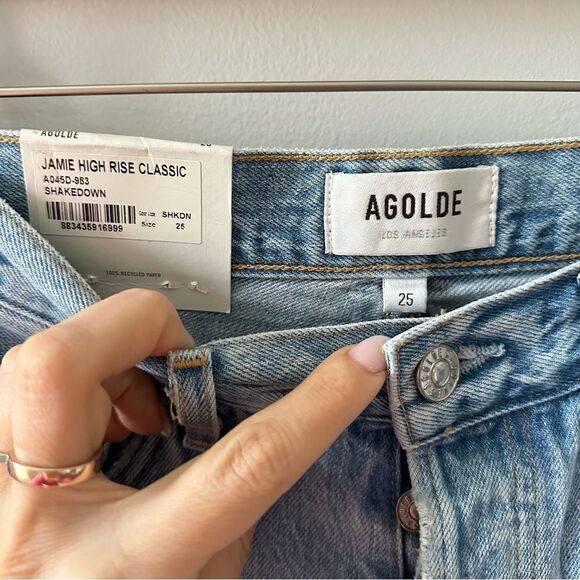 AGOLDE Jamie High Rise Classic Distressed Tapered Jeans in Shakedown - Picture 9 of 9